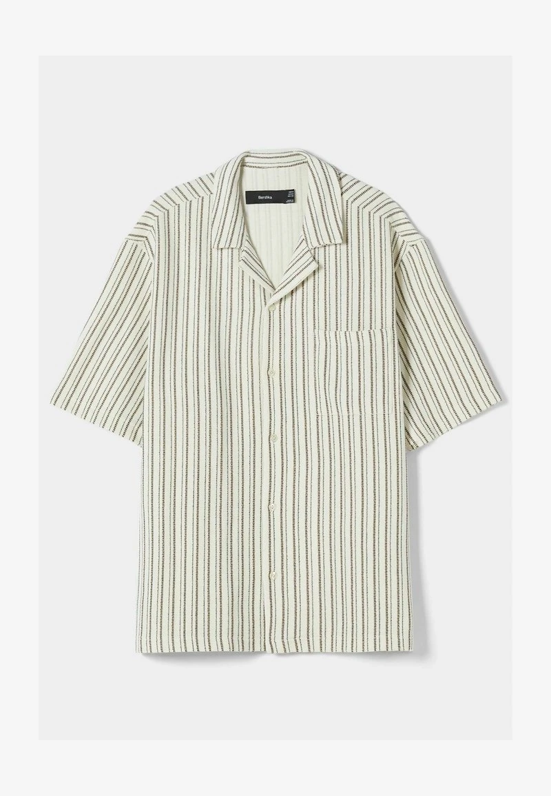 BERSHKA STRIPED RUSTIC SHORT SLEEVE - Hemd - Beige 7 BERSHKA STRIPED RUSTIC SHORT SLEEVE - Hemd - Beige – Bild 5