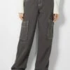 BERSHKA CARGO - Jeans Relaxed Fit - Mottled Dark Grey