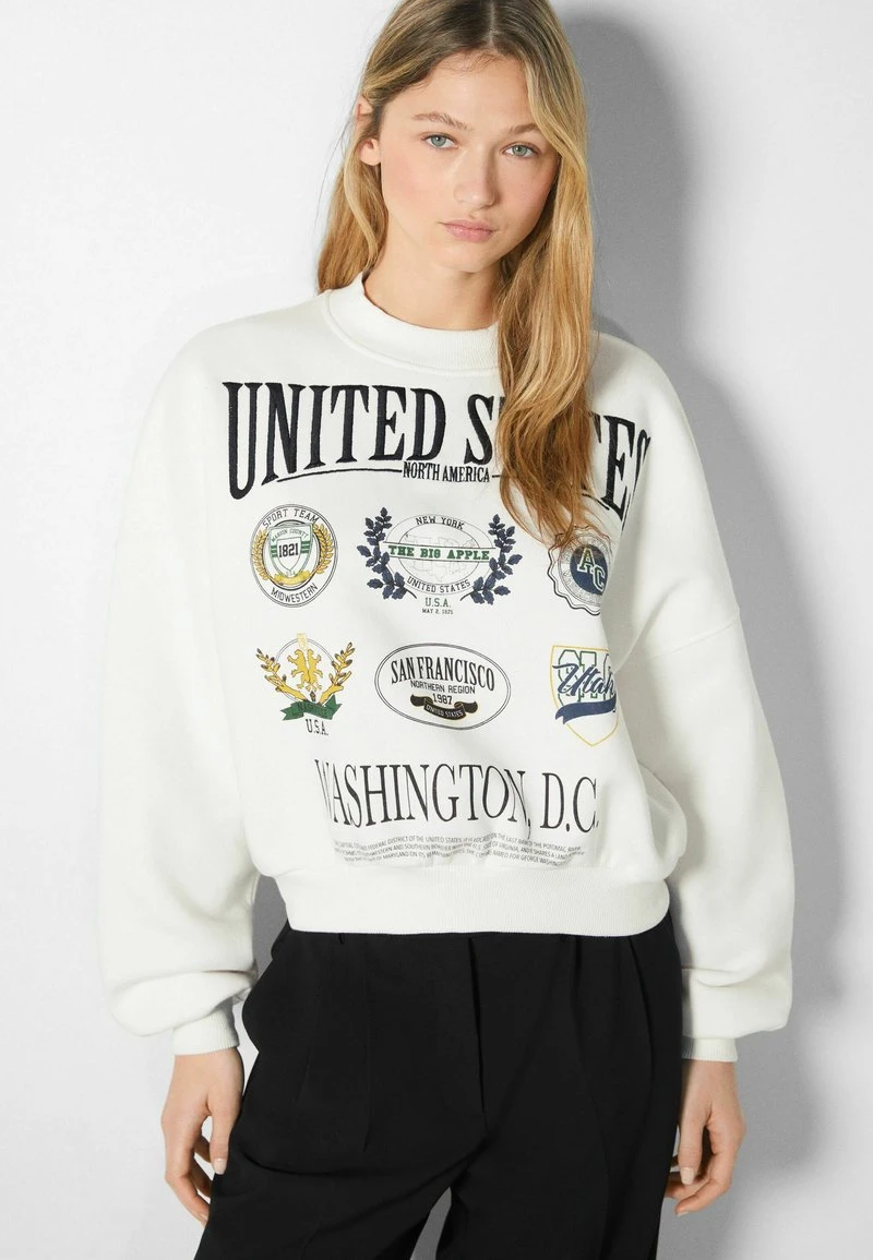 BERSHKA EMBROIDERED - Sweatshirt - Off White 3 BERSHKA EMBROIDERED - Sweatshirt - Off White