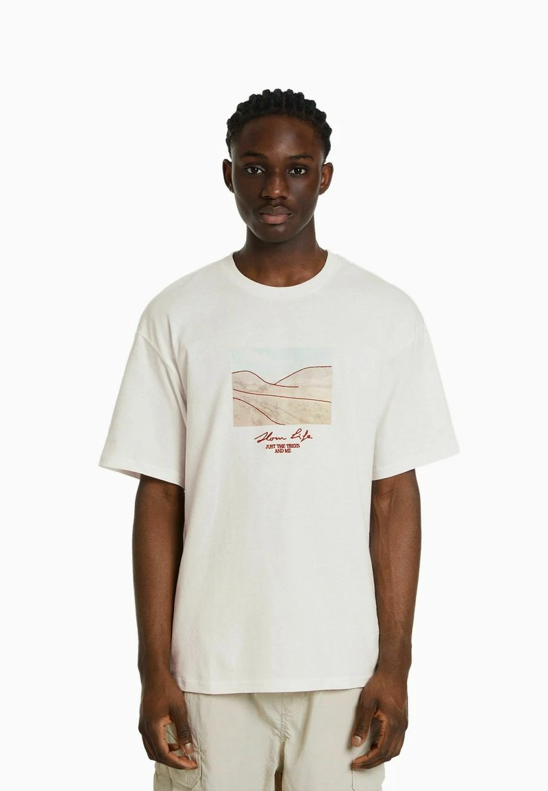 BERSHKA T-Shirt Print - Off-white 3 BERSHKA T-Shirt Print - Off-white