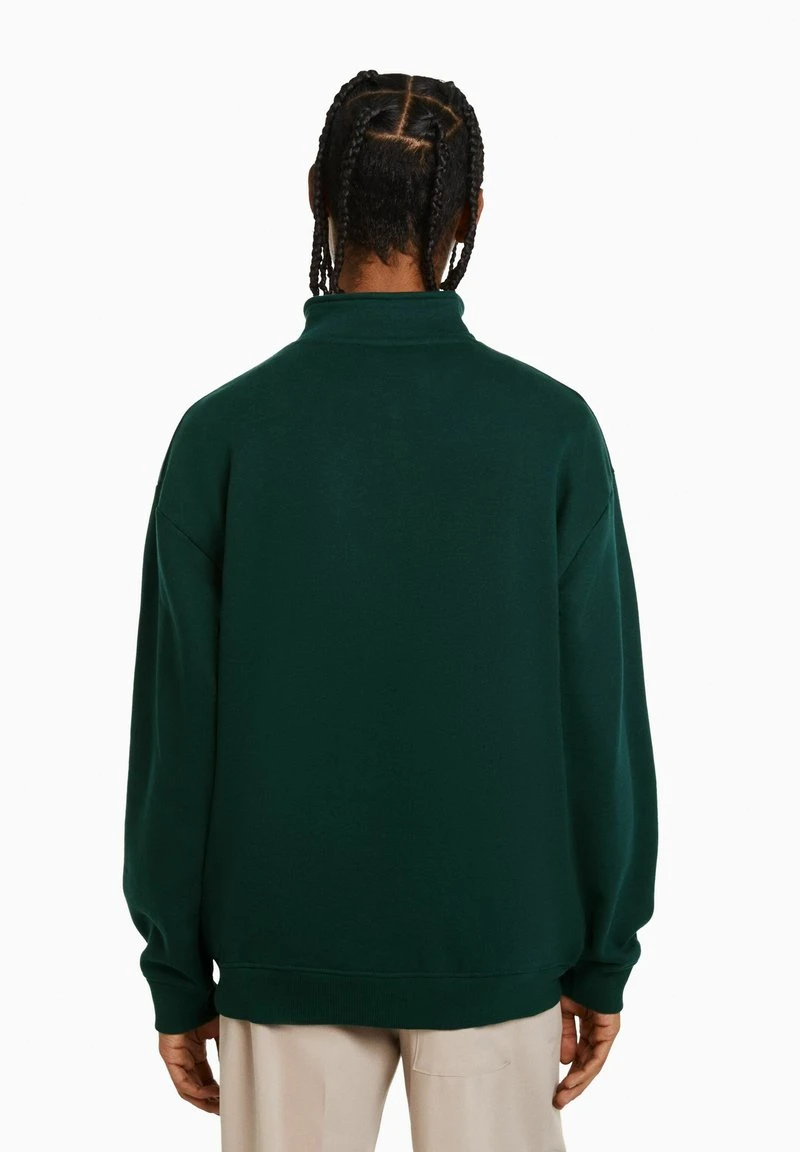 BERSHKA HIGH NECK ZIP-UP - Sweatshirt - Dark Green 5 BERSHKA HIGH NECK ZIP-UP - Sweatshirt - Dark Green – Bild 3