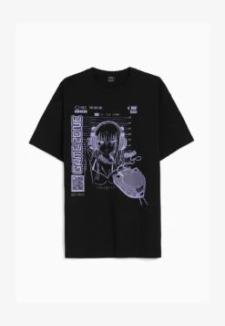 BERSHKA SHORT SLEEVE BOXY 90S ANIME - T-Shirt Print - Black -Bershka Verkaufsgeschäft 4bee66c23fe04cfe87449f0082ee2e4d