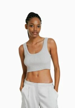 BERSHKA FITTED STRAPPY - Top - Grey -Bershka Verkaufsgeschäft 4c3f7b6e77e247adbf96b7c47ee9de0a