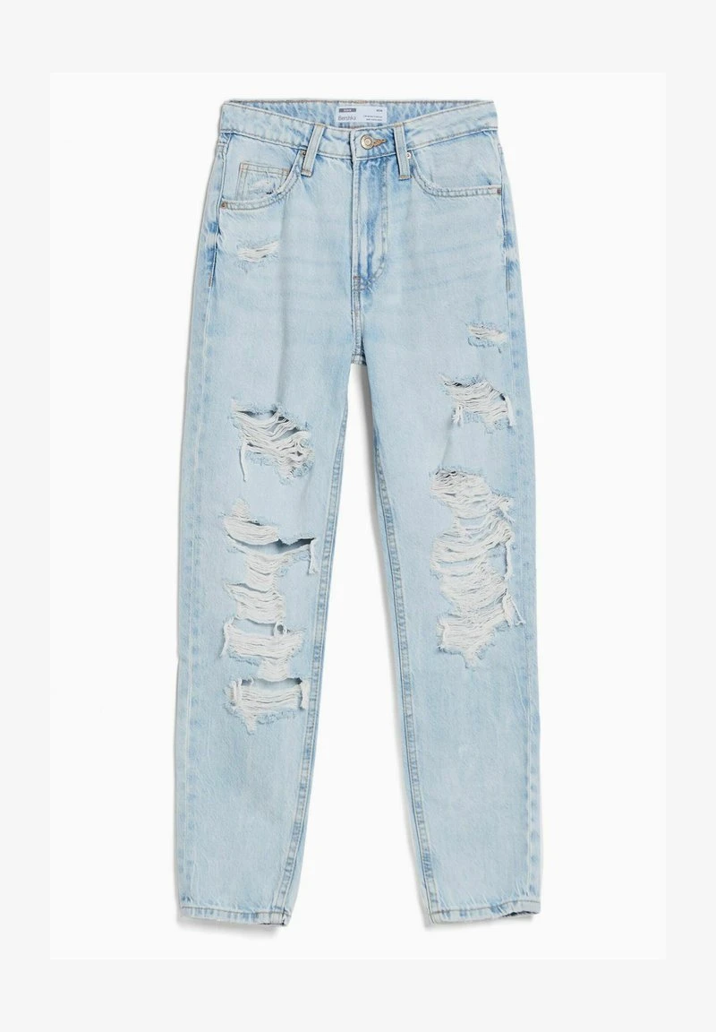 BERSHKA RIPPED MOM - Jeans Straight Leg - Light Blue Denim 6 BERSHKA RIPPED MOM - Jeans Straight Leg - Light Blue Denim – Bild 4