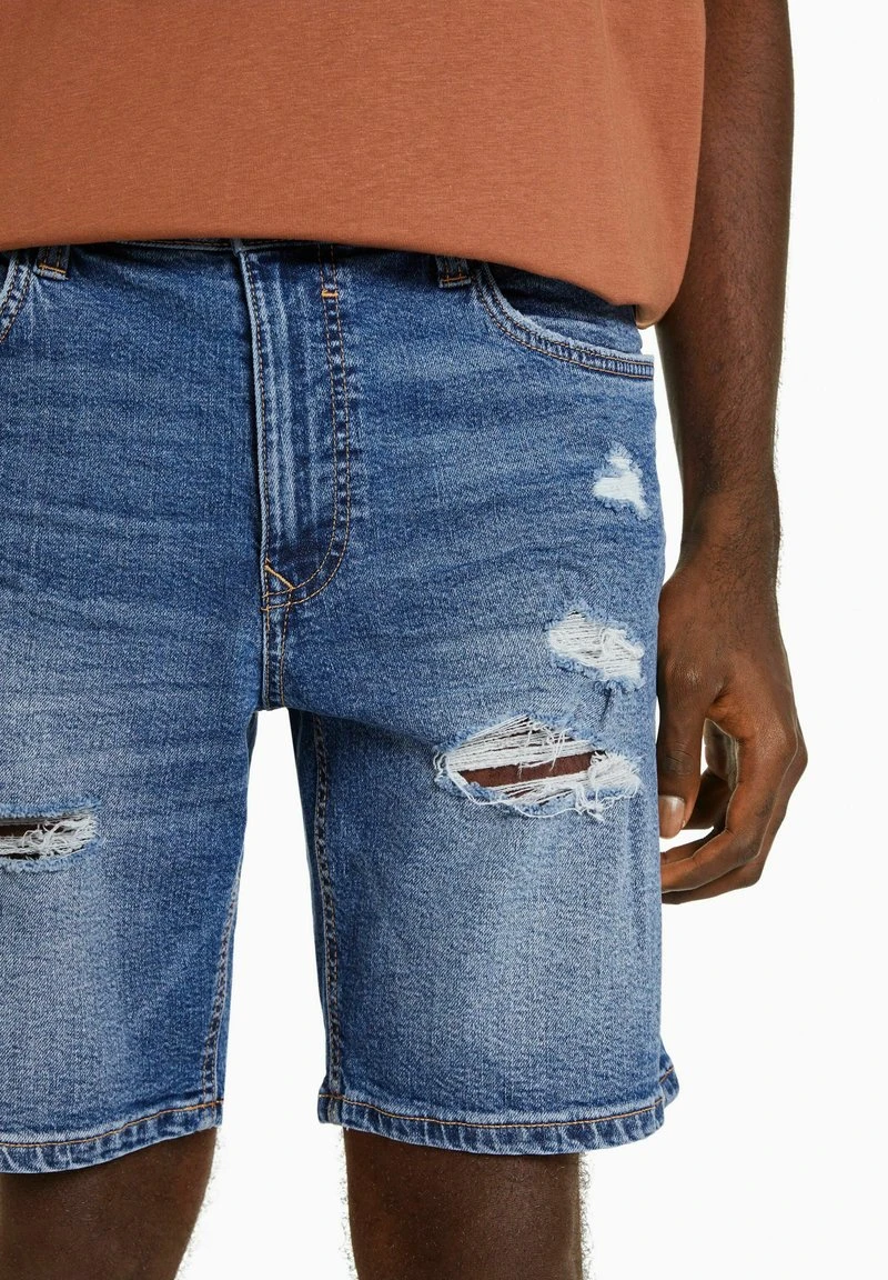 BERSHKA RIPPED - BERMUDA - Jeans Shorts - Dark Blue 6 BERSHKA RIPPED - BERMUDA - Jeans Shorts - Dark Blue – Bild 4