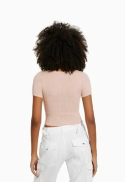 BERSHKA SHORT SLEEVE WITH SWEETHEART - T-Shirt Basic - Pink -Bershka Verkaufsgeschäft 4da6283fa4f84ba5b2a1c03de58315f3