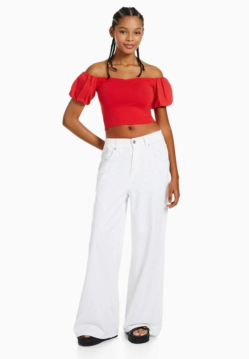 BERSHKA SHORT SLEEVE POPLIN - Bluse - Red 4 BERSHKA SHORT SLEEVE POPLIN - Bluse - Red – Bild 2