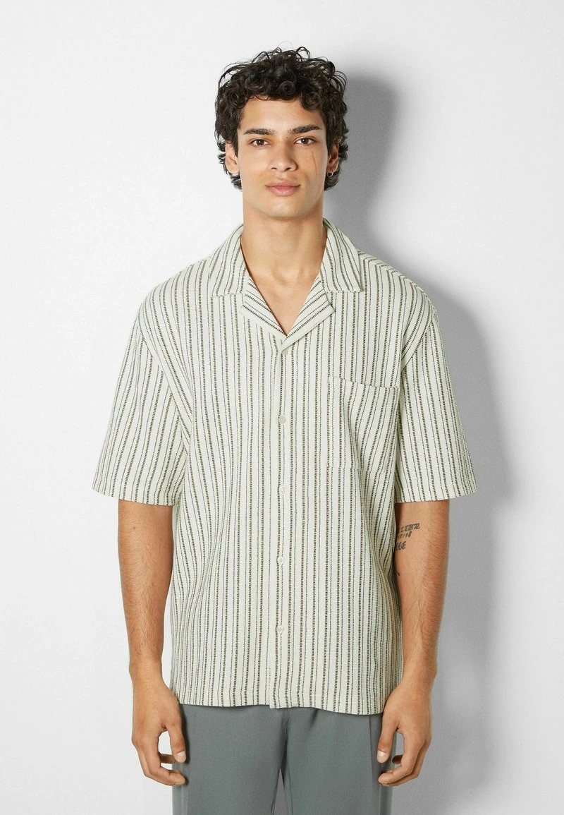 BERSHKA STRIPED RUSTIC SHORT SLEEVE - Hemd - Beige 3 BERSHKA STRIPED RUSTIC SHORT SLEEVE - Hemd - Beige