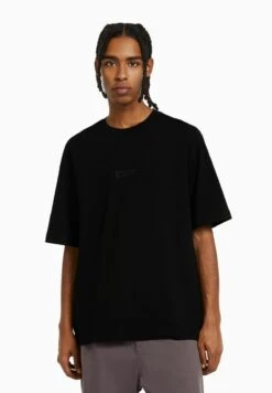BERSHKA SHORT SLEEVE - T-Shirt Print - Black