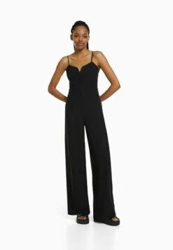BERSHKA WITH STRAPS - Jumpsuit - Black