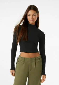 BERSHKA HIGH NECK - Langarmshirt - Black -Bershka Verkaufsgeschäft 57e92af8fa404204964cc9161020d8d1 1