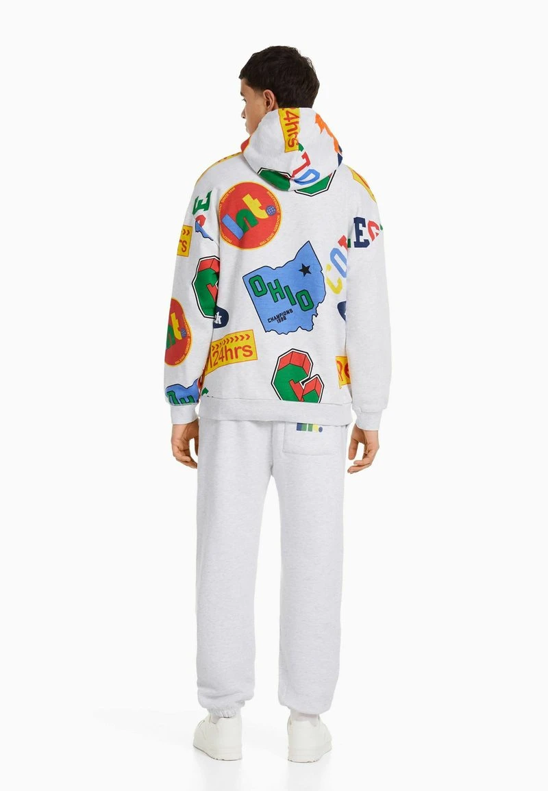 BERSHKA PRINTED - Kapuzenpullover - Mottled Grey 5 BERSHKA PRINTED - Kapuzenpullover - Mottled Grey – Bild 3