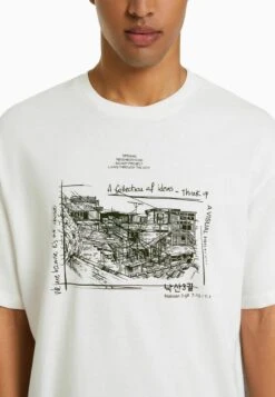 BERSHKA BOXY - T-Shirt Print - Off White -Bershka Verkaufsgeschäft 59077bcb92fa4c5ab4cffa8df092cf20