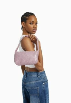BERSHKA RHINESTONE - Handtasche - Pink