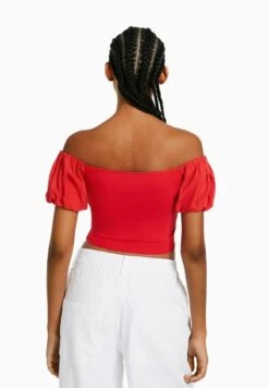 BERSHKA SHORT SLEEVE POPLIN - Bluse - Red 10 BERSHKA SHORT SLEEVE POPLIN - Bluse - Red -Bershka Verkaufsgeschäft 5a40c7d99b79420f8d6d7b641040c1f3