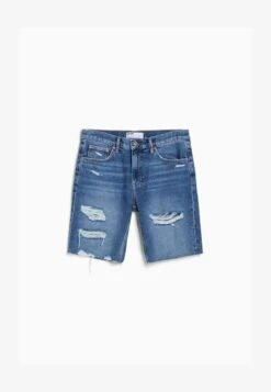 BERSHKA RIPPED - Jeans Shorts - Dark Blue -Bershka Verkaufsgeschäft 5a58be104fef474ebf97c01c6c60ef6a