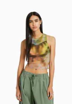 BERSHKA SLEEVELESS - Top - Khaki
