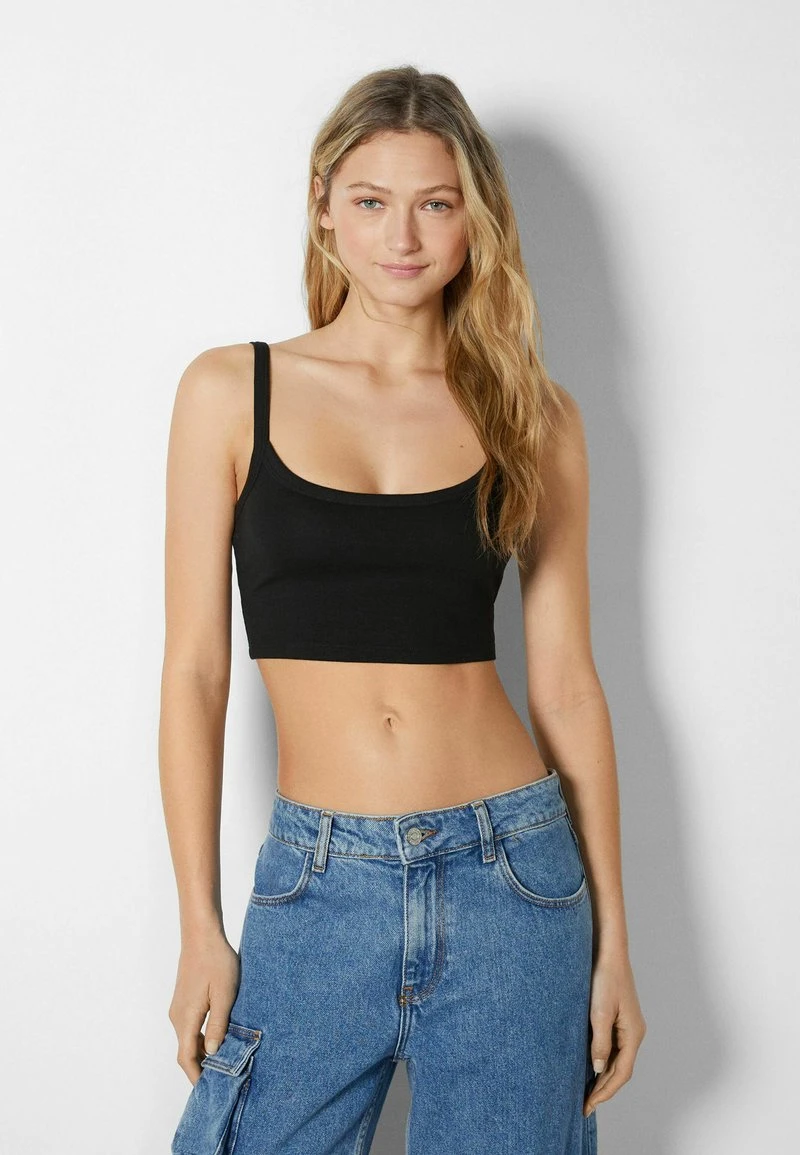 BERSHKA WIDE STRAP CROP - Top - Black 3 BERSHKA WIDE STRAP CROP - Top - Black