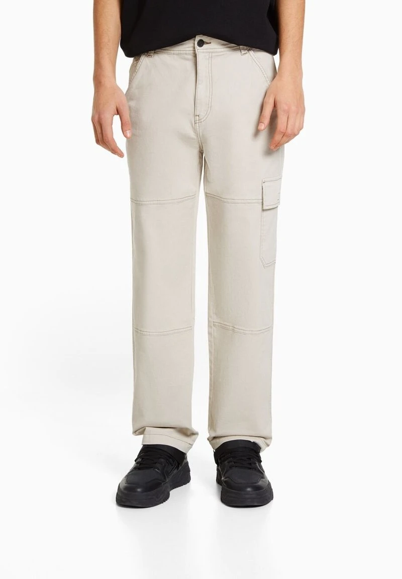 BERSHKA WIDE LEG WITH CONTRAST SEAMS - Cargohose - Beige 8 BERSHKA WIDE LEG WITH CONTRAST SEAMS - Cargohose - Beige – Bild 6