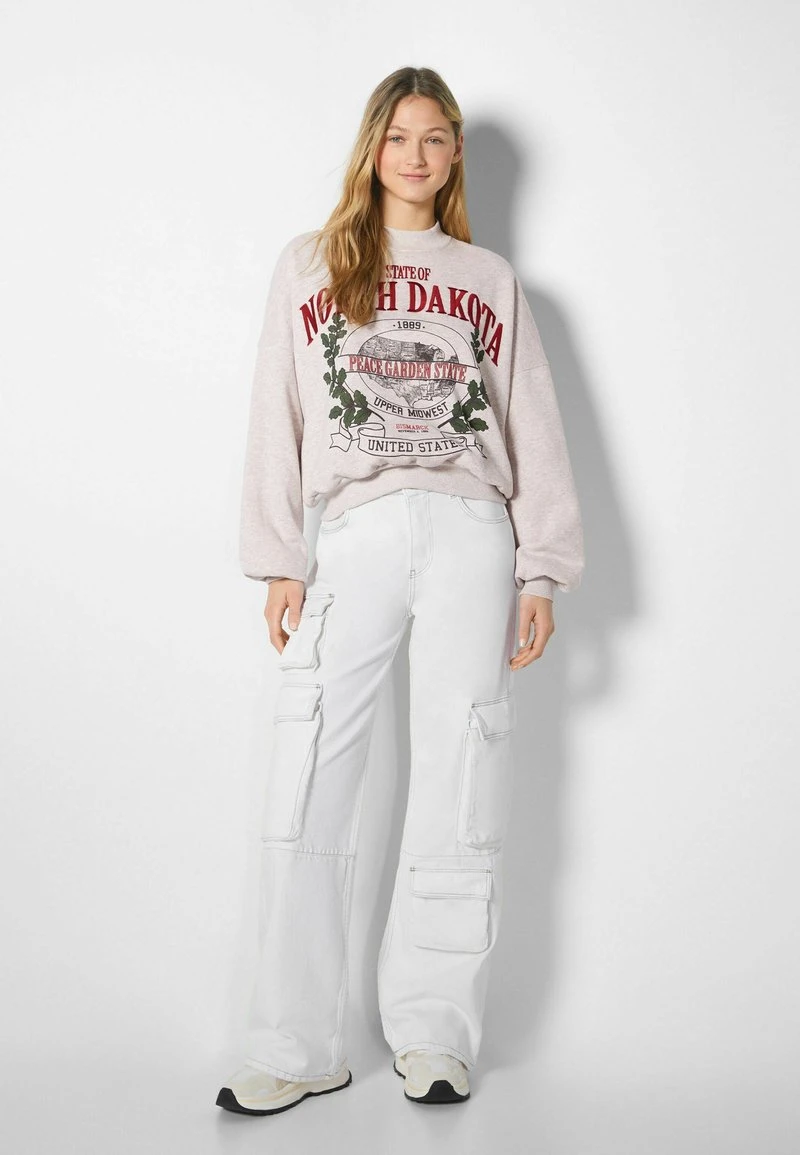 BERSHKA EMBROIDERED - Sweatshirt - Sand 4 BERSHKA EMBROIDERED - Sweatshirt - Sand – Bild 2