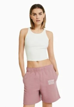 BERSHKA PLUSH - Shorts - Pink
