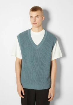 BERSHKA V-NECK - 03085715 - Top - Blue