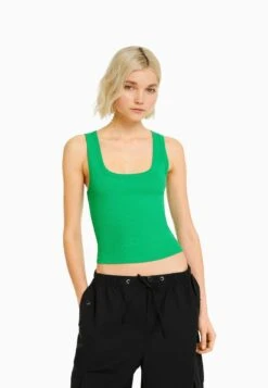 BERSHKA SLEEVELESS - Top - Evergreen