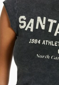 BERSHKA SHORT SLEEVE - T-Shirt Print - Dark Grey -Bershka Verkaufsgeschäft 67d19fcbf268488aa36fbe857c0f3c79