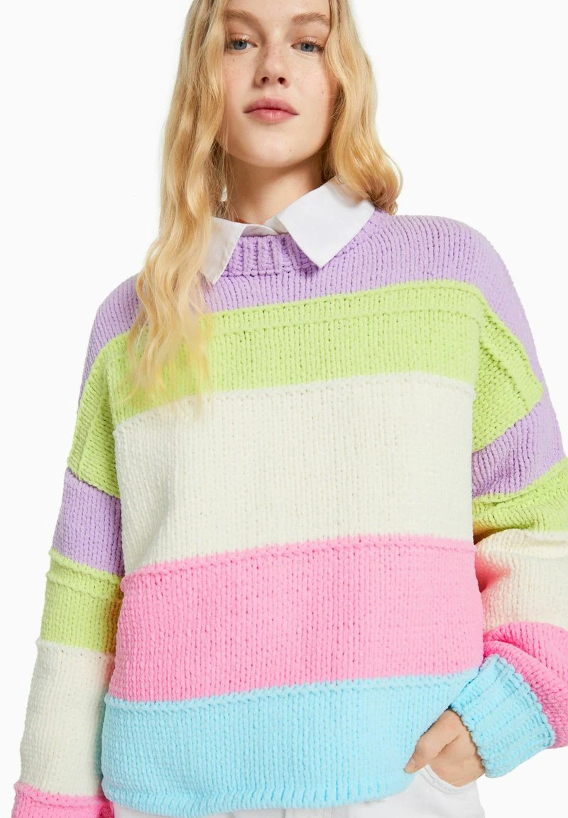 BERSHKA STRIPES - Strickpullover - Mauve 6 BERSHKA STRIPES - Strickpullover - Mauve – Bild 4