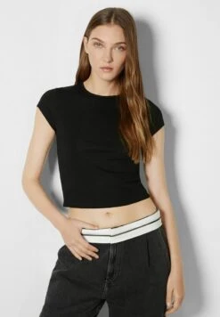 BERSHKA SHORT SLEEVE - T-Shirt Basic - Black
