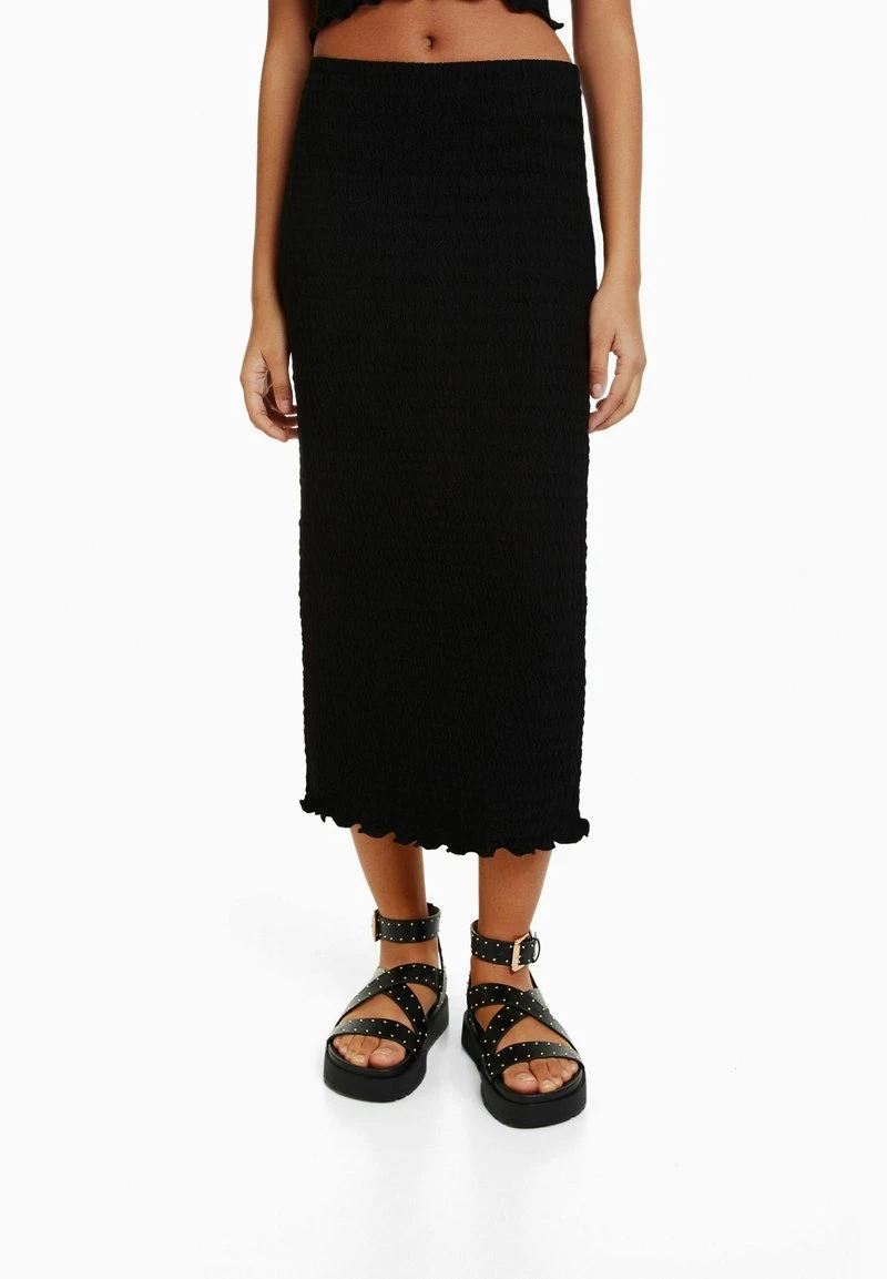 BERSHKA WAFFLE - A-Linien-Rock - Black 3 BERSHKA WAFFLE - A-Linien-Rock - Black