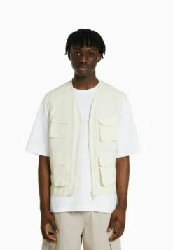 BERSHKA POCKET - Weste - Light Yellow