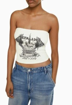 BERSHKA METALLICA BANDEAU PRINT - Top - Off White -Bershka Verkaufsgeschäft 6cc93f1d8d0e4e6984ef5d08600bdf89