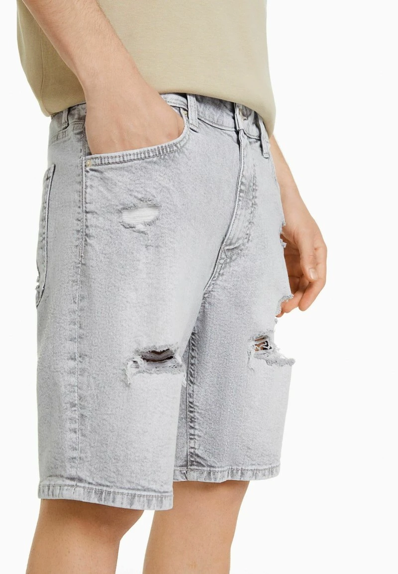 BERSHKA RIPPED - BERMUDA - Jeans Shorts - Mottled Dark Grey 6 BERSHKA RIPPED - BERMUDA - Jeans Shorts - Mottled Dark Grey – Bild 4