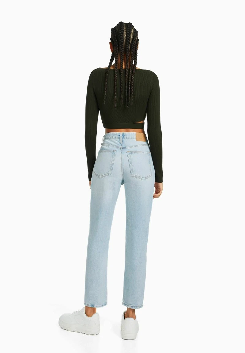 BERSHKA RIPPED MOM - Jeans Straight Leg - Light Blue Denim 4 BERSHKA RIPPED MOM - Jeans Straight Leg - Light Blue Denim – Bild 2