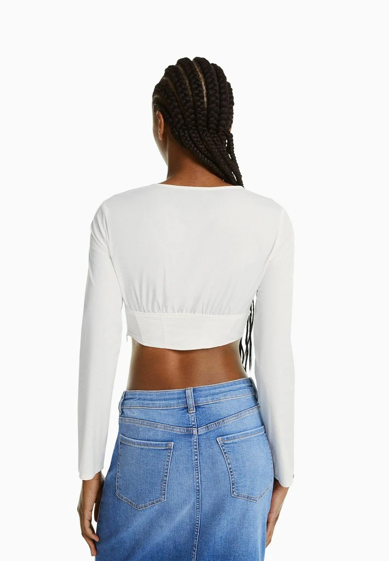 BERSHKA FITTED POPLIN LACE-UP WITH LONG SLEEVES - CORSET - Bluse - Off White 5 BERSHKA FITTED POPLIN LACE-UP WITH LONG SLEEVES - CORSET - Bluse - Off White – Bild 3