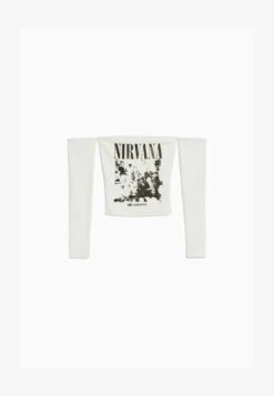 BERSHKA NIRVANA LONG SLEEVE BANDEAU - Bluse - Off-white -Bershka Verkaufsgeschäft 758279e03fc749c092f45d87d9c98e10