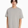 BERSHKA SHORT SLEEVE - T-Shirt Basic - Grey -Bershka Verkaufsgeschäft 7688e8407b0243a69418ae840039690c