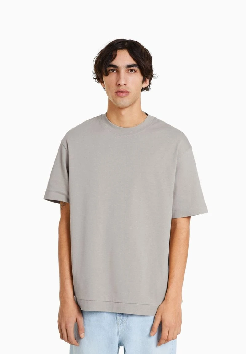 BERSHKA SHORT SLEEVE - T-Shirt Basic - Grey 3 BERSHKA SHORT SLEEVE - T-Shirt Basic - Grey