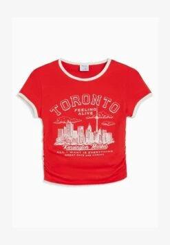 BERSHKA SHORT SLEEVE - T-Shirt Print - Red -Bershka Verkaufsgeschäft 76b6ffd66d9242bcb0c49c66a76639c8