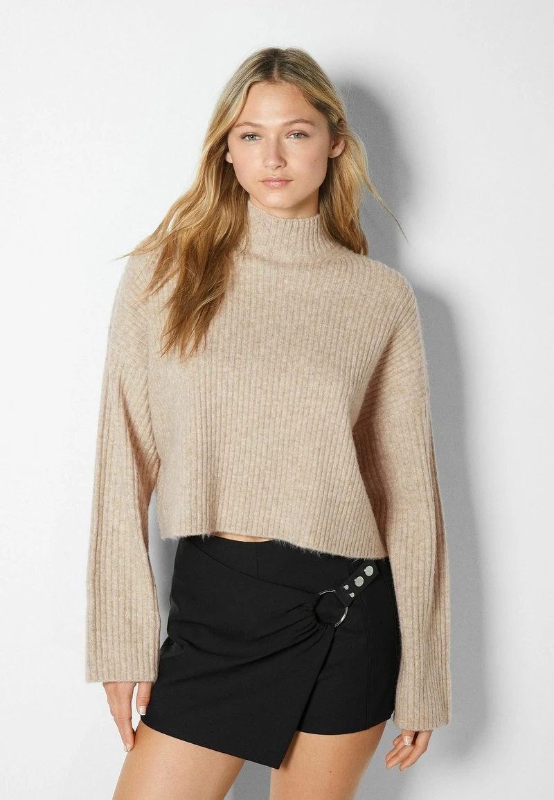 BERSHKA MOCK-NECK - Strickpullover - Sand 3 BERSHKA MOCK-NECK - Strickpullover - Sand