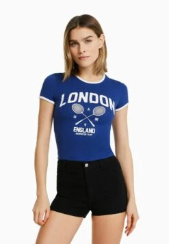 BERSHKA HIGH WAIST STRETCH - Jeans Shorts - Black