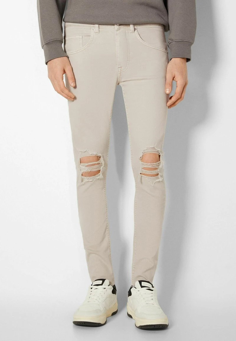 BERSHKA RIPPED - Jeans Slim Fit - Beige 3 BERSHKA RIPPED - Jeans Slim Fit - Beige