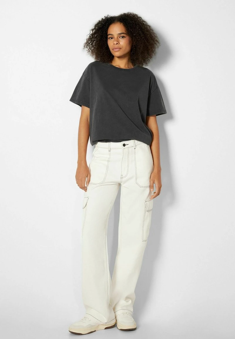 BERSHKA OVERSIZE SHORT SLEEVE - T-Shirt Print - Dark Grey 4 BERSHKA OVERSIZE SHORT SLEEVE - T-Shirt Print - Dark Grey – Bild 2