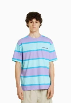 Bershka Verkaufsgeschäft 19 BERSHKA ‘90S STRIPED SHORT SLEEVE - T-Shirt Print - Mauve