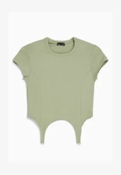 BERSHKA SHORT SLEEVE WITH DETAIL - T-Shirt Print - Khaki -Bershka Verkaufsgeschäft 7d50ff287c65445882e329121ad5d15a