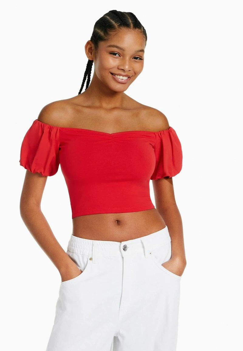 BERSHKA SHORT SLEEVE POPLIN - Bluse - Red 7 BERSHKA SHORT SLEEVE POPLIN - Bluse - Red – Bild 5