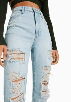 BERSHKA RIPPED MOM - Jeans Straight Leg - Light Blue Denim 10 BERSHKA RIPPED MOM - Jeans Straight Leg - Light Blue Denim -Bershka Verkaufsgeschäft 7ea14822524344b9886a97adfdf06828