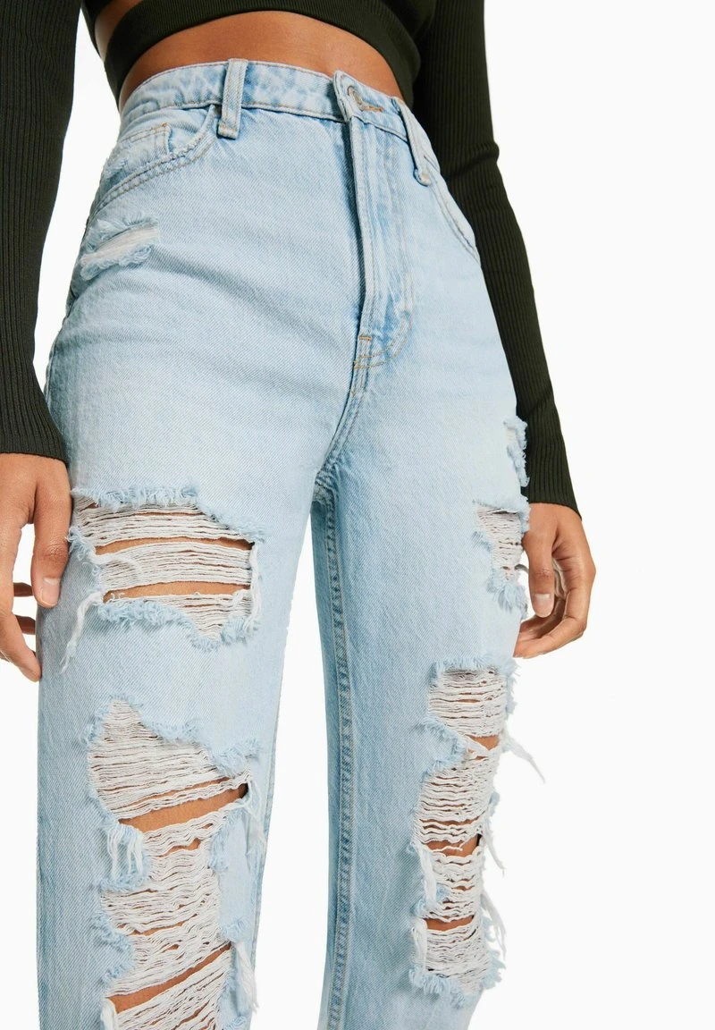 BERSHKA RIPPED MOM - Jeans Straight Leg - Light Blue Denim 5 BERSHKA RIPPED MOM - Jeans Straight Leg - Light Blue Denim – Bild 3