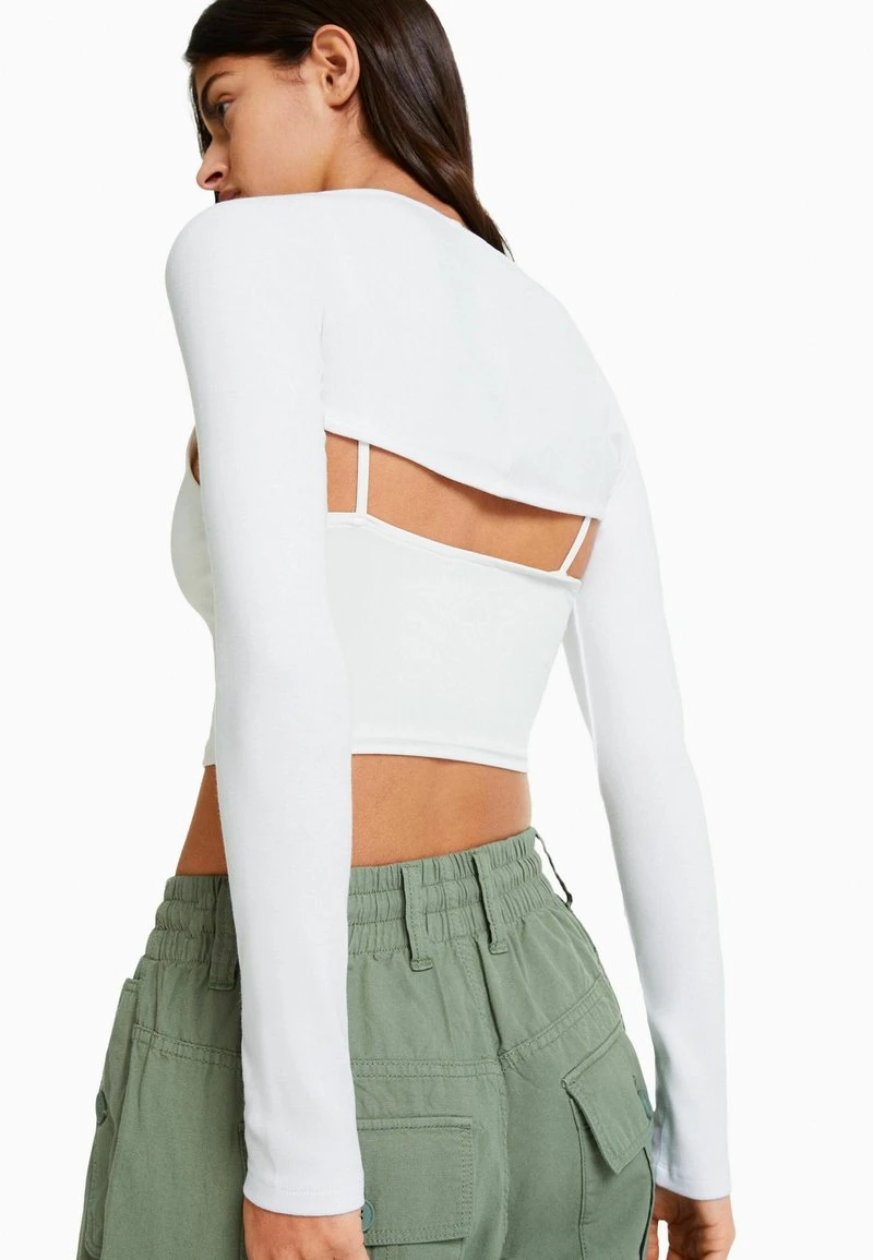 BERSHKA STRAPPY WITH LONG SLEEVES - Strickjacke - Off White 6 BERSHKA STRAPPY WITH LONG SLEEVES - Strickjacke - Off White – Bild 4
